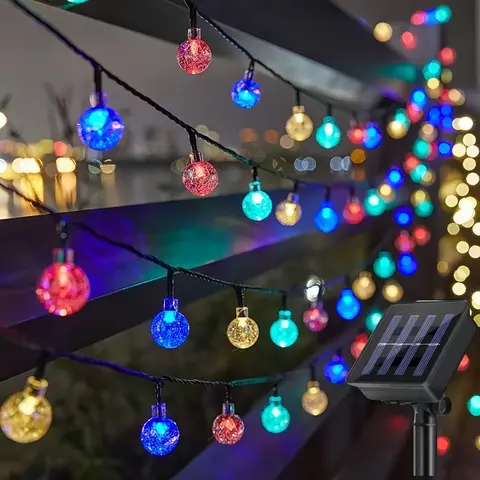 Solar Powered Fairy Lights - 39-ft LED String Lights, 100 LEDs, IPX4 Waterproof, 8 Lighting Modes, Warm/White/Purple Options, Energy-Saving, Festive Decor for Patios, Anniversary, Birthday, Camping