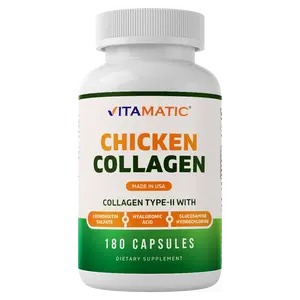 Vitamatic Chicken Collagen 3000 mg (Per Serving) with Glucosamine, Chondroitin & Hyaluronic Acid | 180 Capsules | Non-GMO | Gluten Free