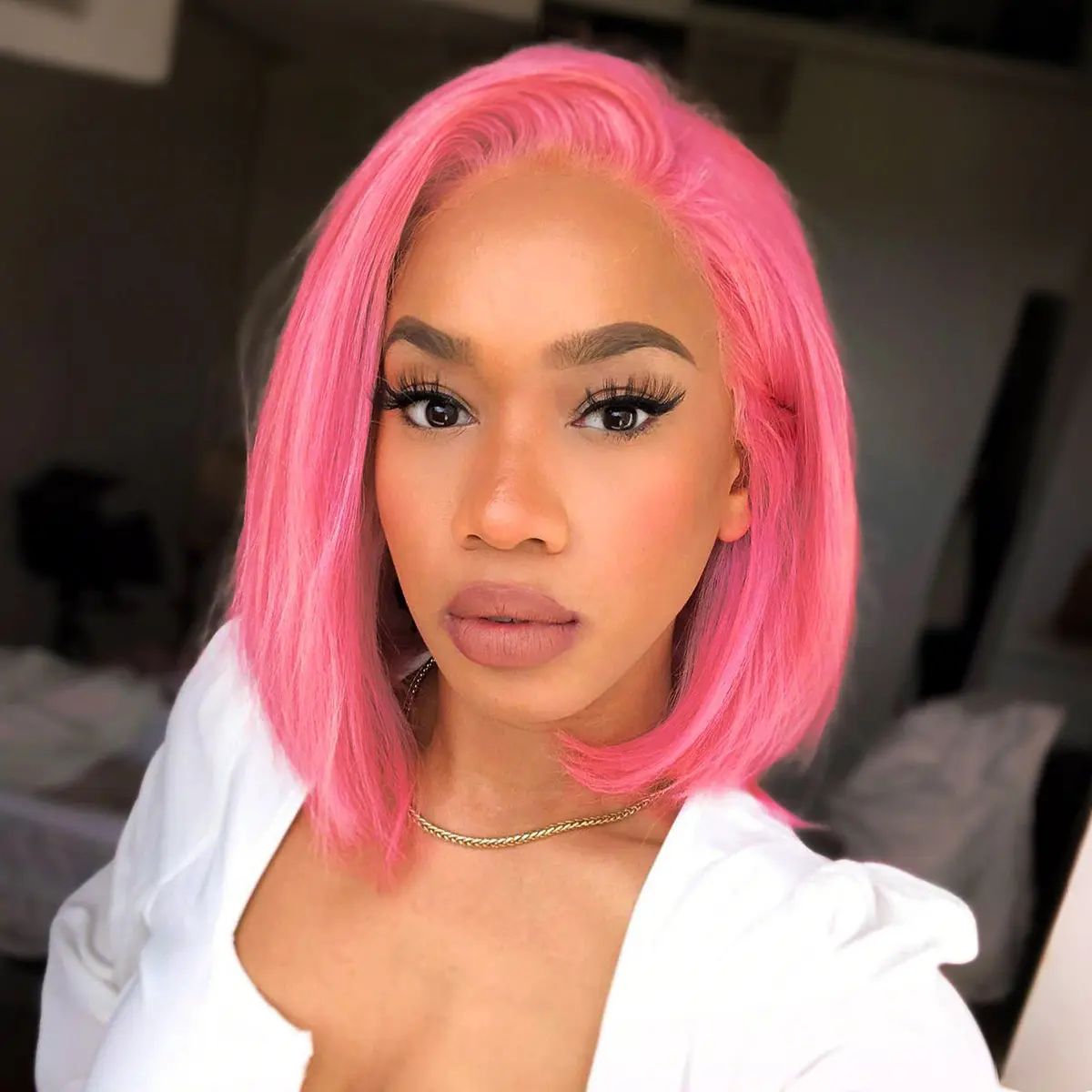 OQ HAIR Pink Bob Wigs Human Hair 180% Density 13x4 Lace Front Brazilian Hair Silky Straight Wig Bleached Knots with Baby Hair Pre Plucked