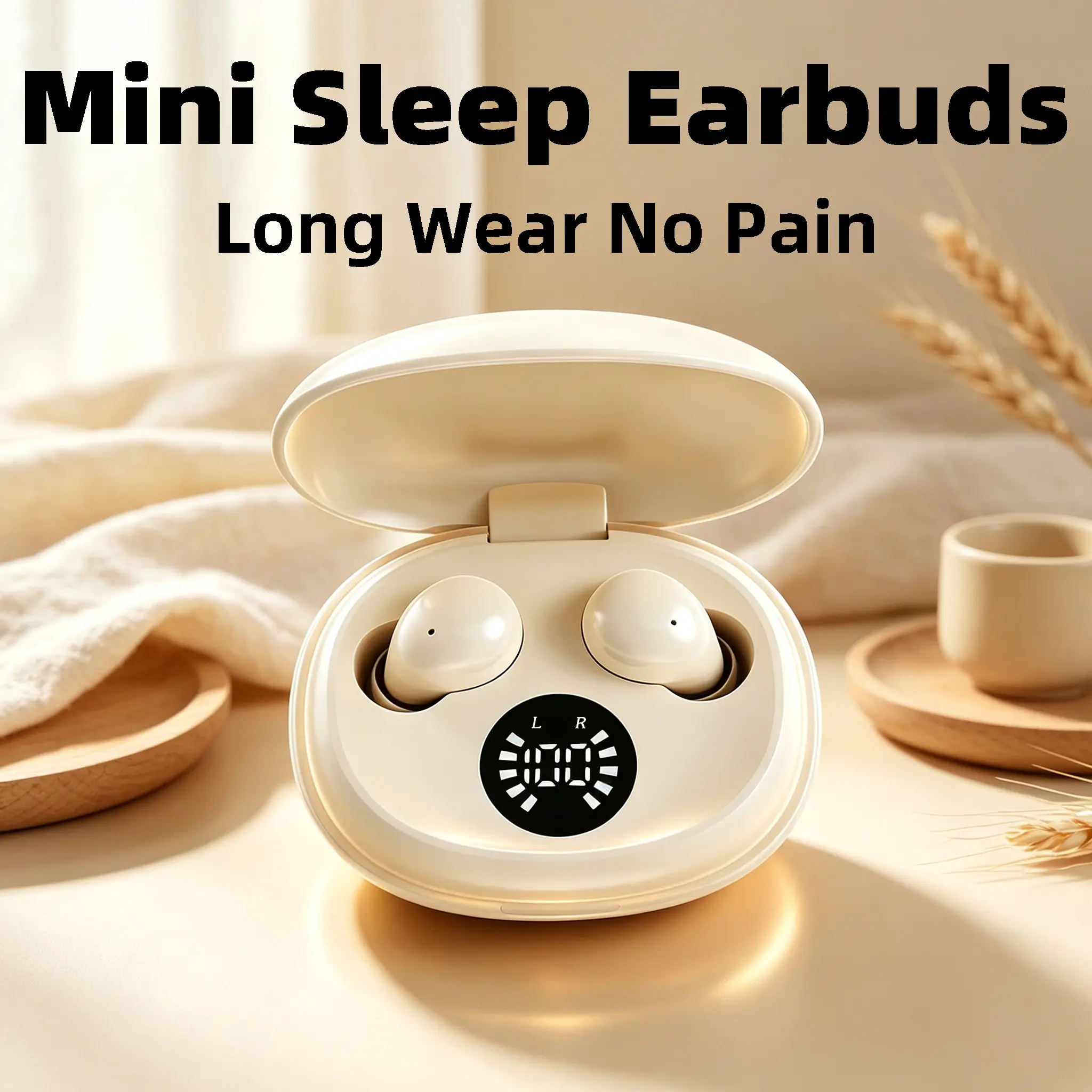 Electronic Wireless BT Headphones - Mini Low-Profile Hidden In-Ear Earbuds, Minimal Protrusion, Long-Wearing Comfort, Side-Sleeping Pressure Relief, Well-Tuned Audio, Stable Fit When Tossing, Water Resistant, Noise Isolation, Rechargeable