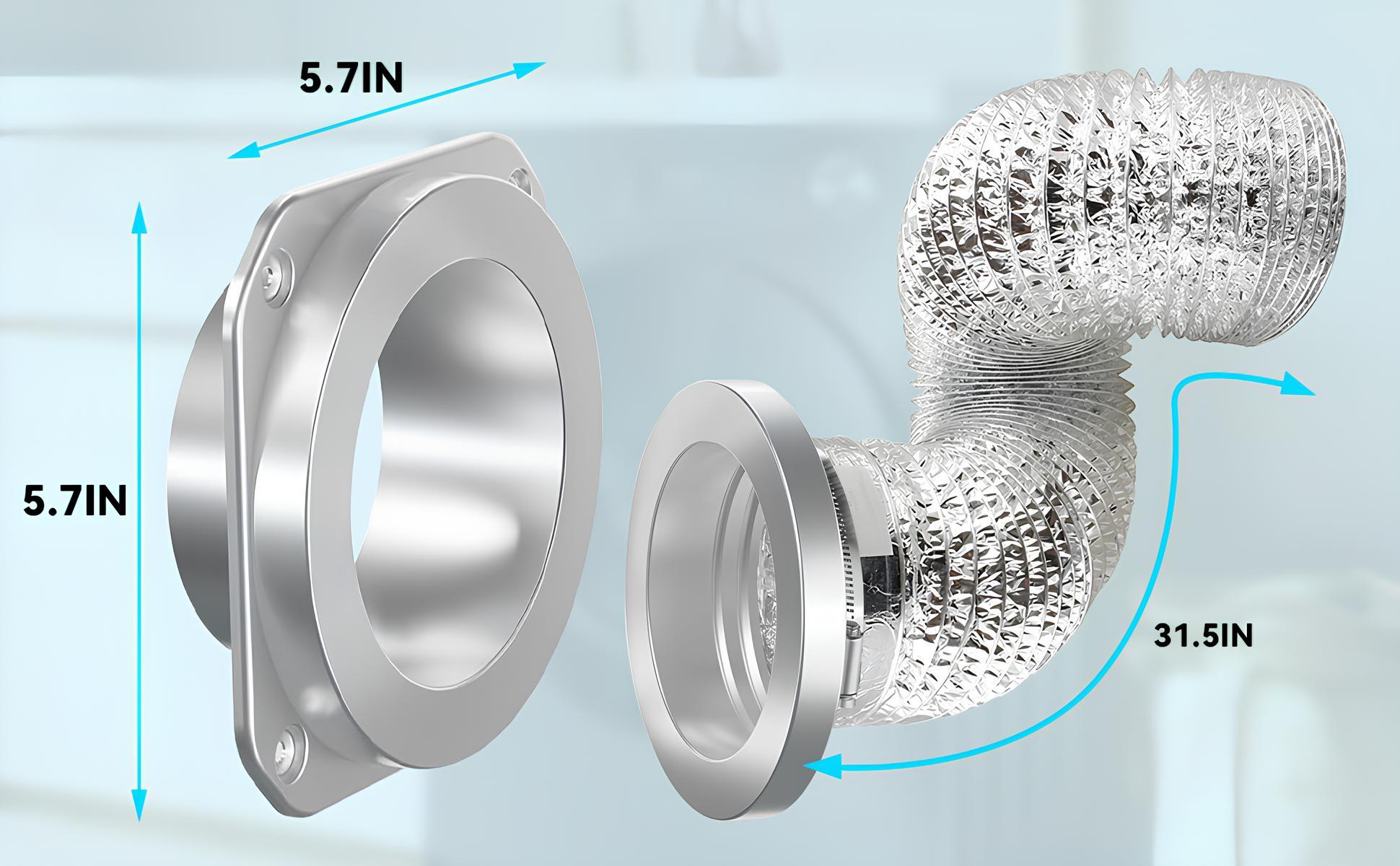 Magnetic Dryer Vent Connector Kit DV180 Airtight Seal Magnetic Dryer Vent Coupler Dryer Vent Hose Coupling Exhaust Hose with 2.6ft 4" Duct and Two Clamps Quick Connect Magnetic Dryer Vent Connector