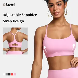 BRXL Sports Bras for Women Y Back Workout Sport Bras Halter Adjustable Straps Low Impact Yoga Bra with Sewn in Pads-1
