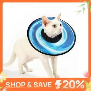 【SpringGlowUp】HICC PET Pet collar,Cute Cat  Waterproof Cat Recovery Collar,Anti-Bite Lick Wound Healing Safety Elizabethan e Collar for Cats,Purple Flower All-Season Style