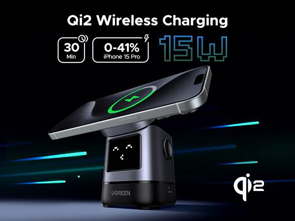 UGREEN Uno 2-in-1 Qi2 Magnetic 15W Fast Charging Wireless Charger, Foldable Charging Station, Compatible with iPhone 17/16, Airpods (No AC Adapter),  ,TikTokShopBlackFriday ,TikTokShopJumpstartSale