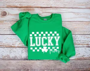 March 17 St Patricks Day Sweatshirt & T-shirt, Retro Shamrock Shirt, Lucky Irish Gift, Trendy Saint Pattys Day Outfit, Apparel Made In The USA		