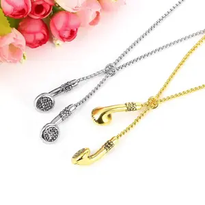 Fashion Necklace Hip-hop earbuds headphones necklace trendy metal accessories Y2K 2000s