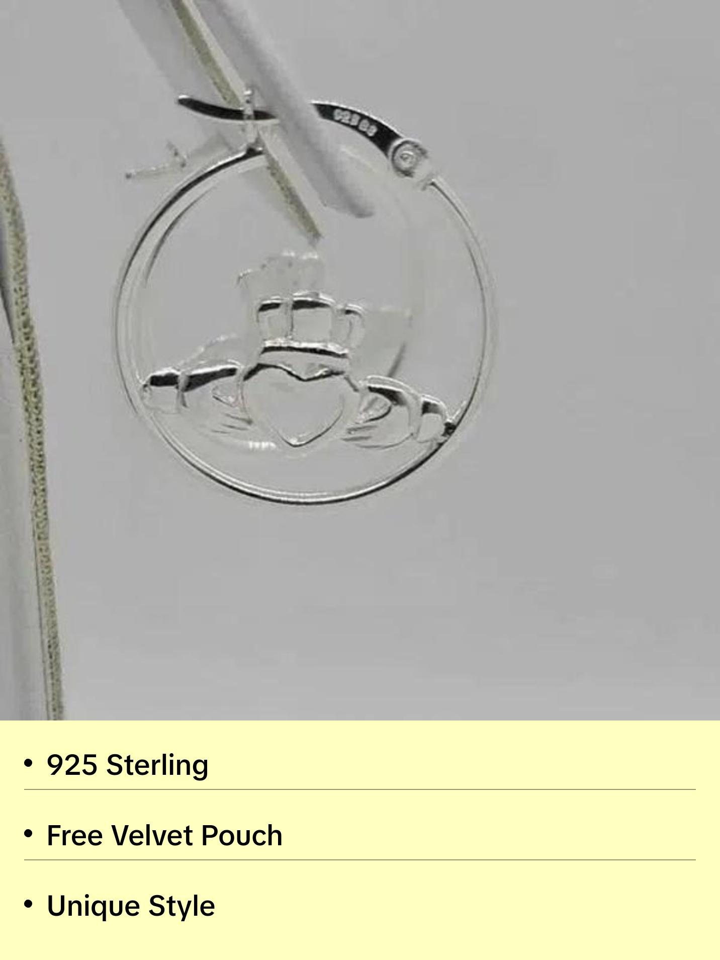 Brand New Sterling Silver 925 Claddagh Earrings