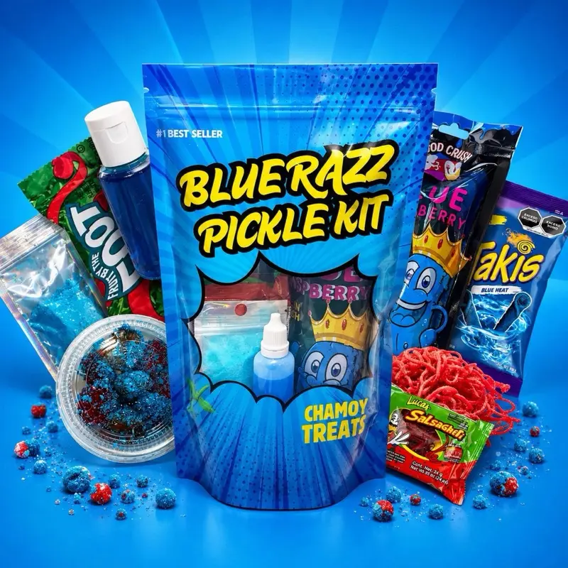 BLUE RAZZ PICKLE KIT WITH 2oz GUSHERS - TAKIS