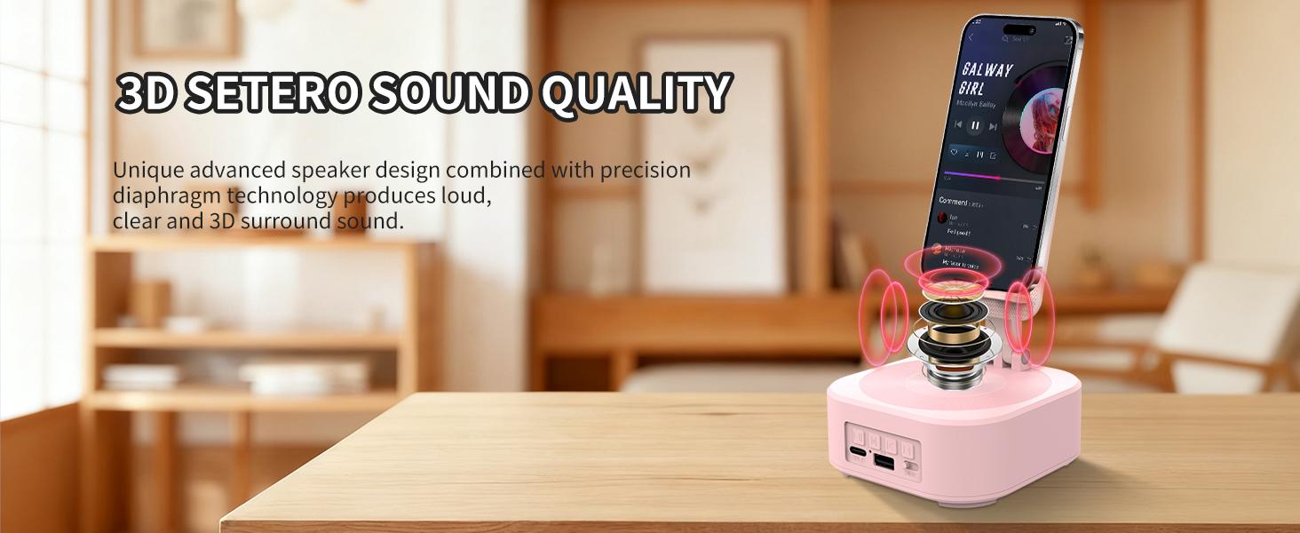 Cell Phone Stand with Wireless Bluetooth Speaker, LED, Anti-Slip Base HD Surround Sound,Perfect for Home/Outdoor with Bluetooth Speaker for Desk Compatible with iPhone/ipad/Android,Gifts for Men Women