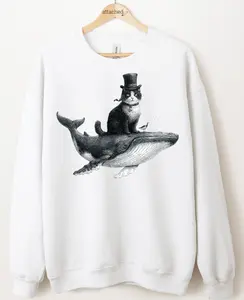 Studious Cat Whale Graphic Top