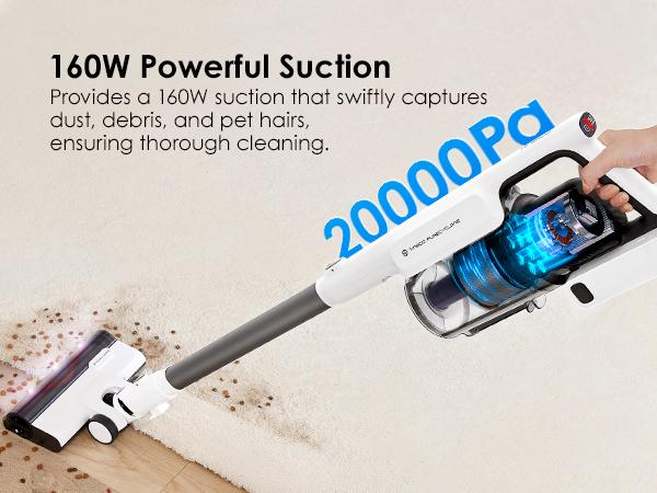 Tineco A30S Cordless Stick Vacuum Cleaner, 160W Powerful Suction, 60 Minutes Runtime, 1L Larger Dustbin, Rechargeable Lightweight and Versatile ZeroTangle Brush PureCyclone Tech LED Headlight