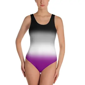 Asexual Pride Ombre Open-back Swimsuit
