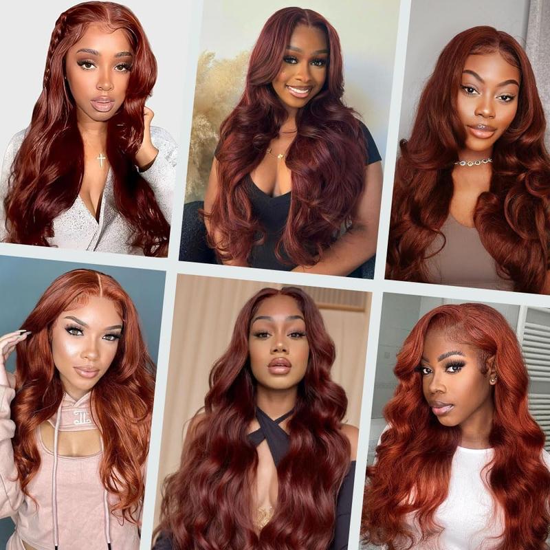 13x6 Reddish Brown Lace Front Wigs Human Hair Pre Plucked 26 Inch 200% Density Body Wave Hd Lace Front Wigs Human Hair Colored Copper Red Lace Frontal Wigs 13x6 Brown Glueless Wigs