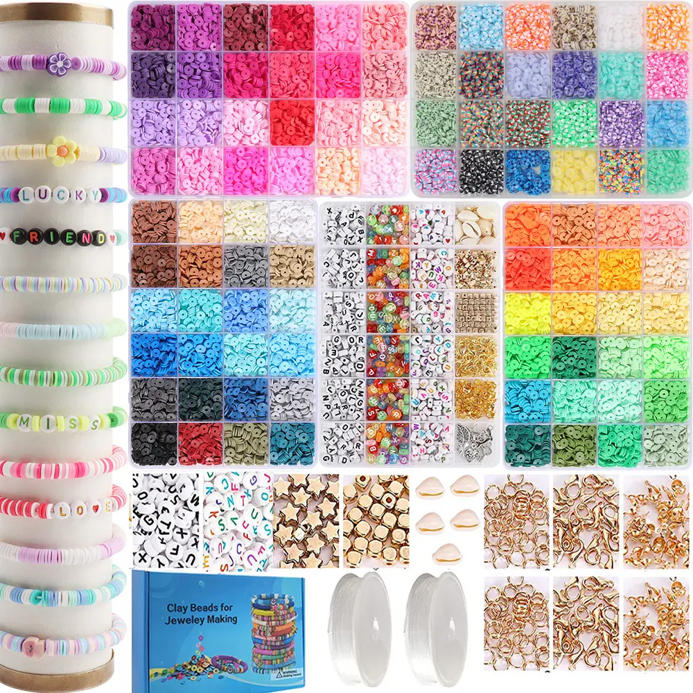 10,600 Pcs Clay Bead Kit with Letter Beads, Friendship Bracelet Making Kit, Assorted Beads and Jewelry Making Supplies for DIY Christmas Birthday Gifts