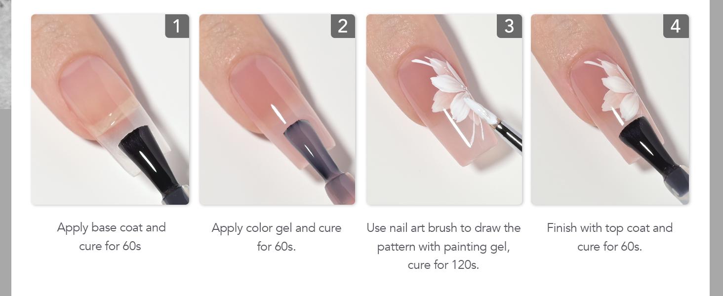 GAOY Black & White Painting Gel for Nail Art, No Wipe Creamy Gel Polish for Lines, Floral Designs, Patterns or French Nail Salon and Home DIY, UV Light Cure