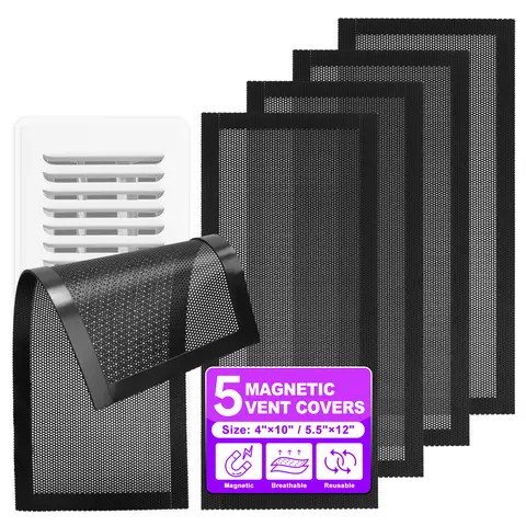 KEEPOW 5.5"x12" Magnetic Floor Vent Covers - Mesh HVAC Vent Covers with Easy Installation & Cleaning, Dust Filtration, Anti-Mold, Moisture-Proof, Maintain Good Airflow, Prevent Movement & Sliding for Home AC Grilles,home decor
