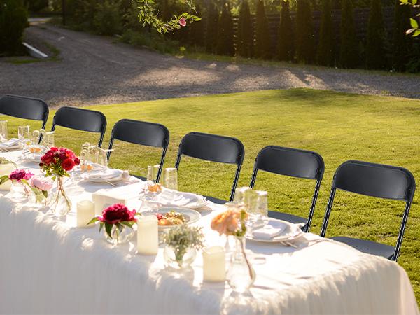 4/6/10 Pack  Plastic Folding Chair, Indoor Outdoor Portable Stackable Commercial Seat with Steel Frame 330lb Capacity for Events Office Wedding Party Picnic Kitchen Dining