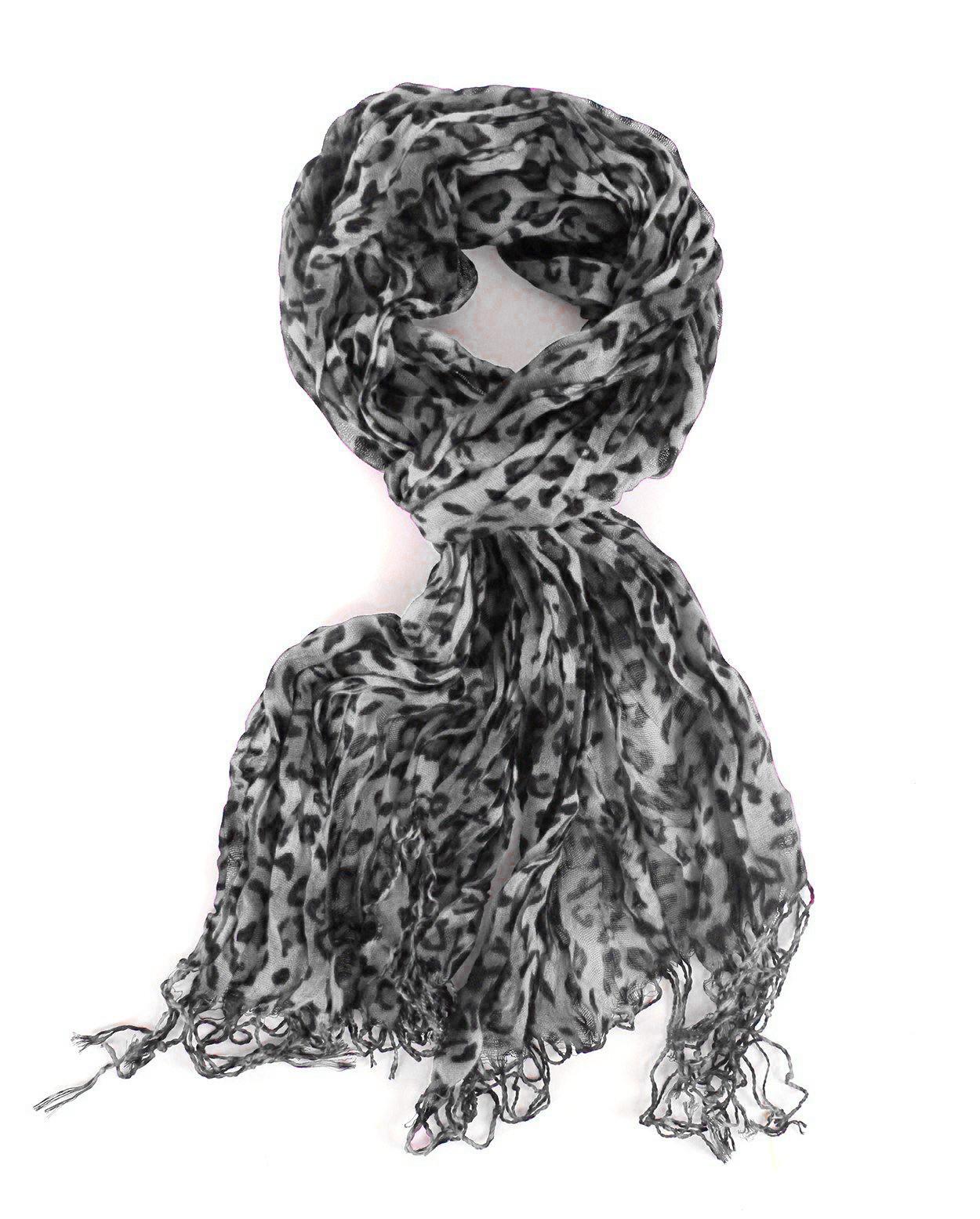 Lightweight Leopard Print Fashion Scarf - Versatile Everyday & Travel Accessory with Fringe Ends Stylish Touch Generous Length Casual Outfit