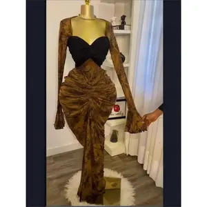 Autumn and winter clothing Women Sexy Patchwork Printed Long Sleeve Dress Party Evening Birthday Fashion 2025 New