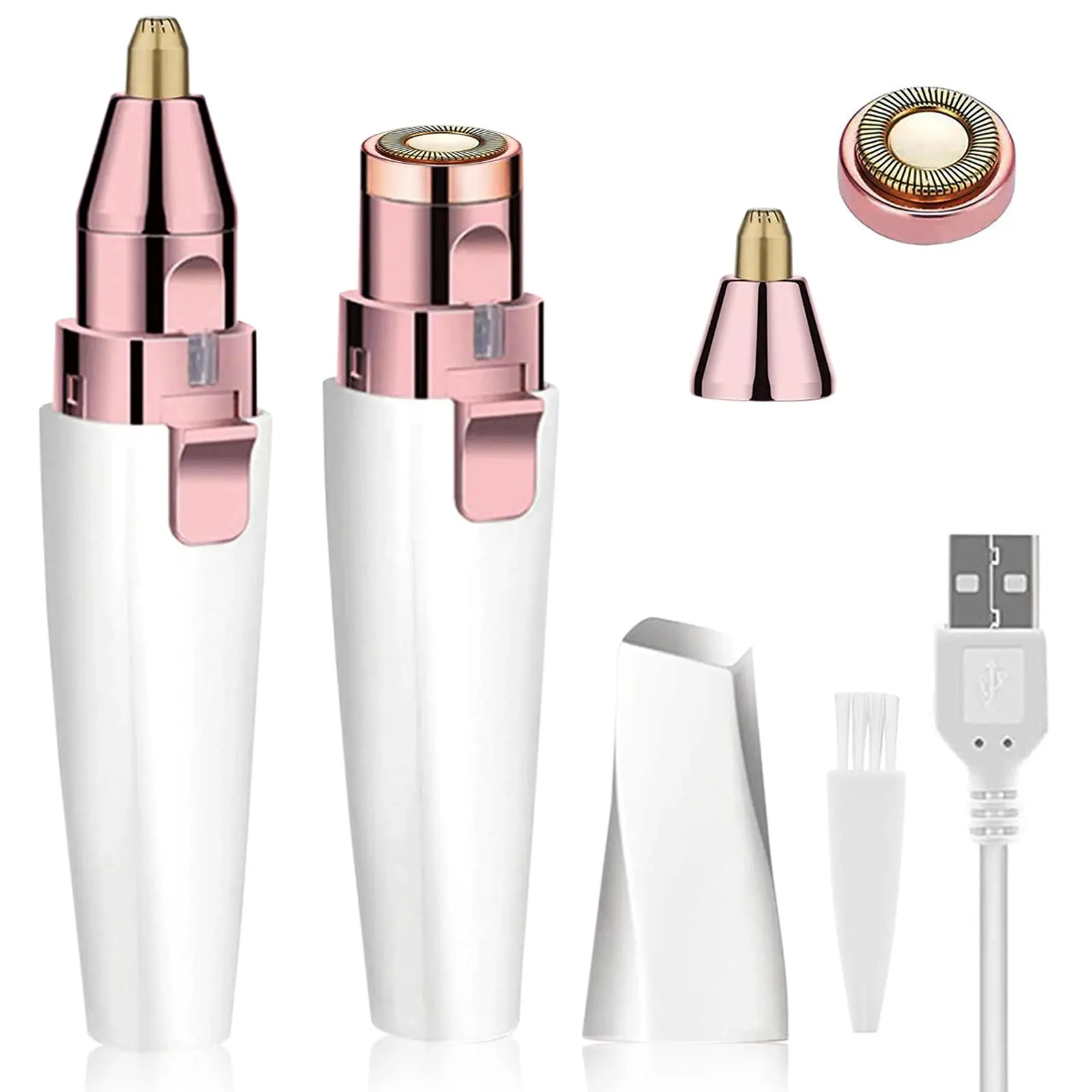Women's 2-in-1 Rechargeable Battery-Powered Eyebrow Shaver & Brow Shaper Beauty Product - Painless Electric Trimmer with Light, Targets Fine Facial Hair with Ease for Peach Fuzz, Lips
