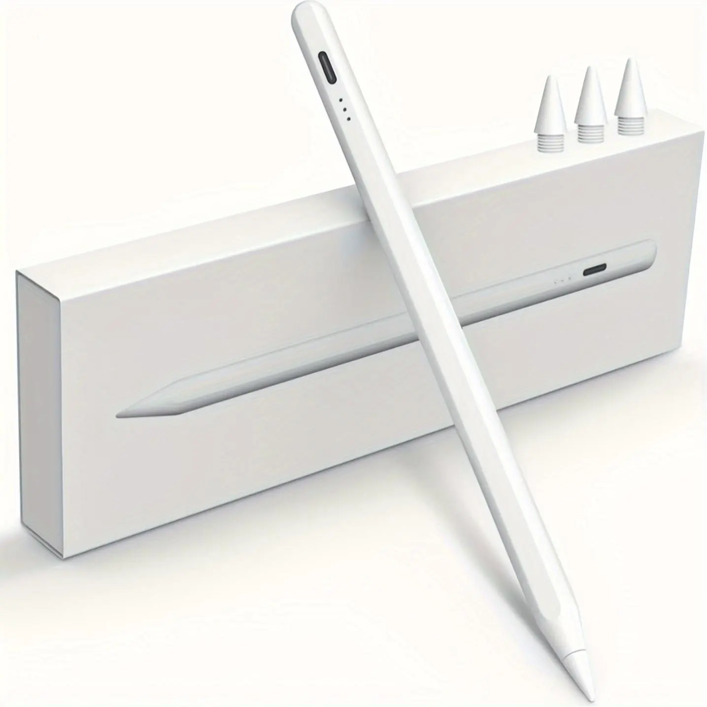 1 pen, compatible with IOS and Android touch screens/phones, rechargeable dual touch screen pen, suitable for A-pple/Android/tablets, 6.5 inches Computer Smartphone White
