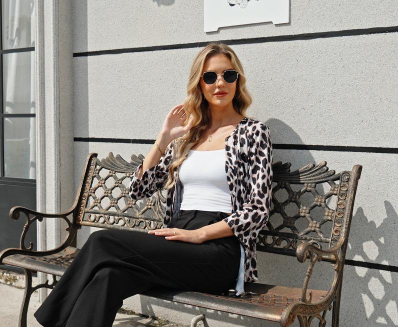 OFEEFAN Button Down Shirts for Women 3/4 Length Sleeve Tops V Neck Blouses Business Casual Outfits Loose Fitmenswear Basic Minimalist