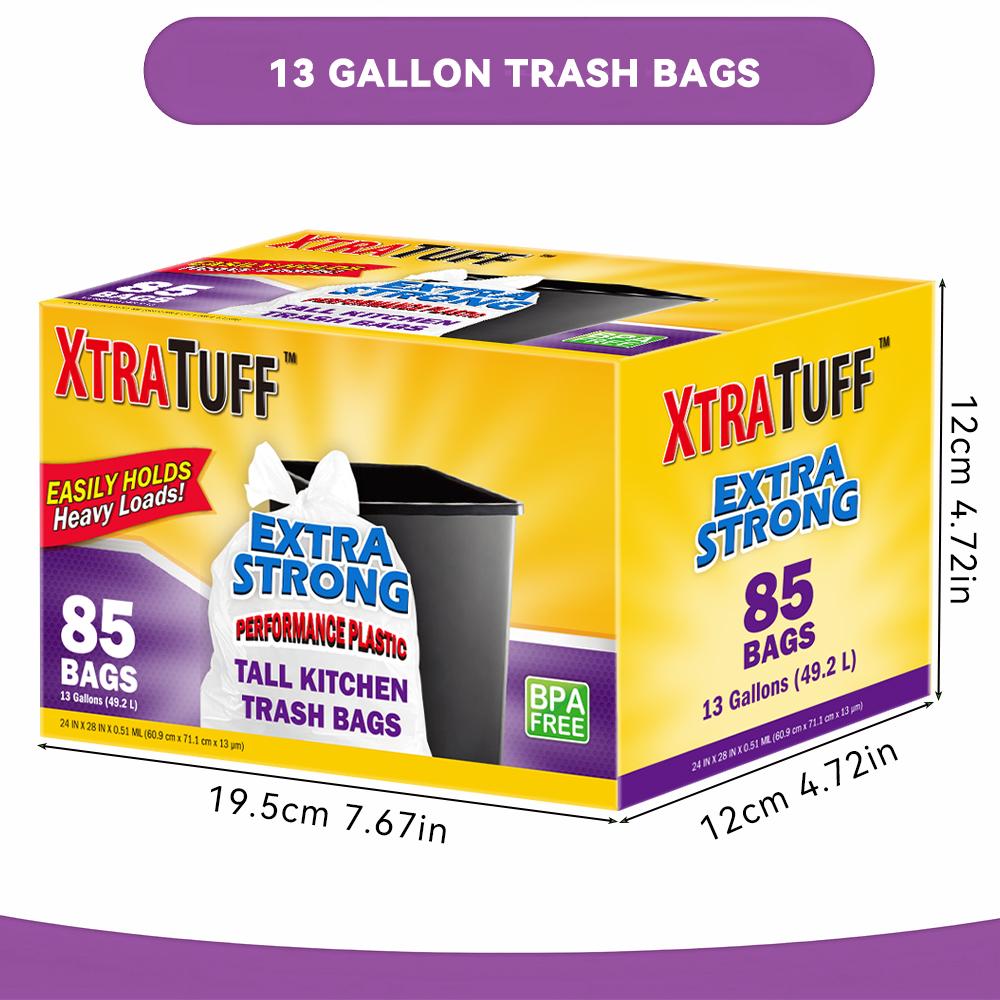 170 Count Extra Strong 13 Gallon Tall Kitchen Trash Bags with Flap Ties Heavy Duty Garbage Bags for Home Office Bathroom White