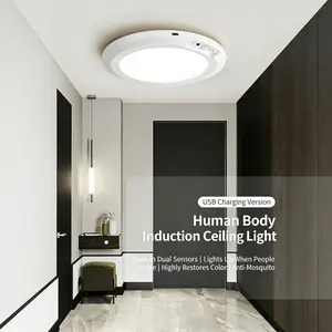 【1/2/3 PACK Rechargeable Motion Sensor Ceiling Light with 3 Lighting Options】USB Charging, Magnetic Installation, Dimmable LED Overhead Light, Plug-Free Remote Control Lighting for Closet, Pantry, Hallway, Shower, Garage night light