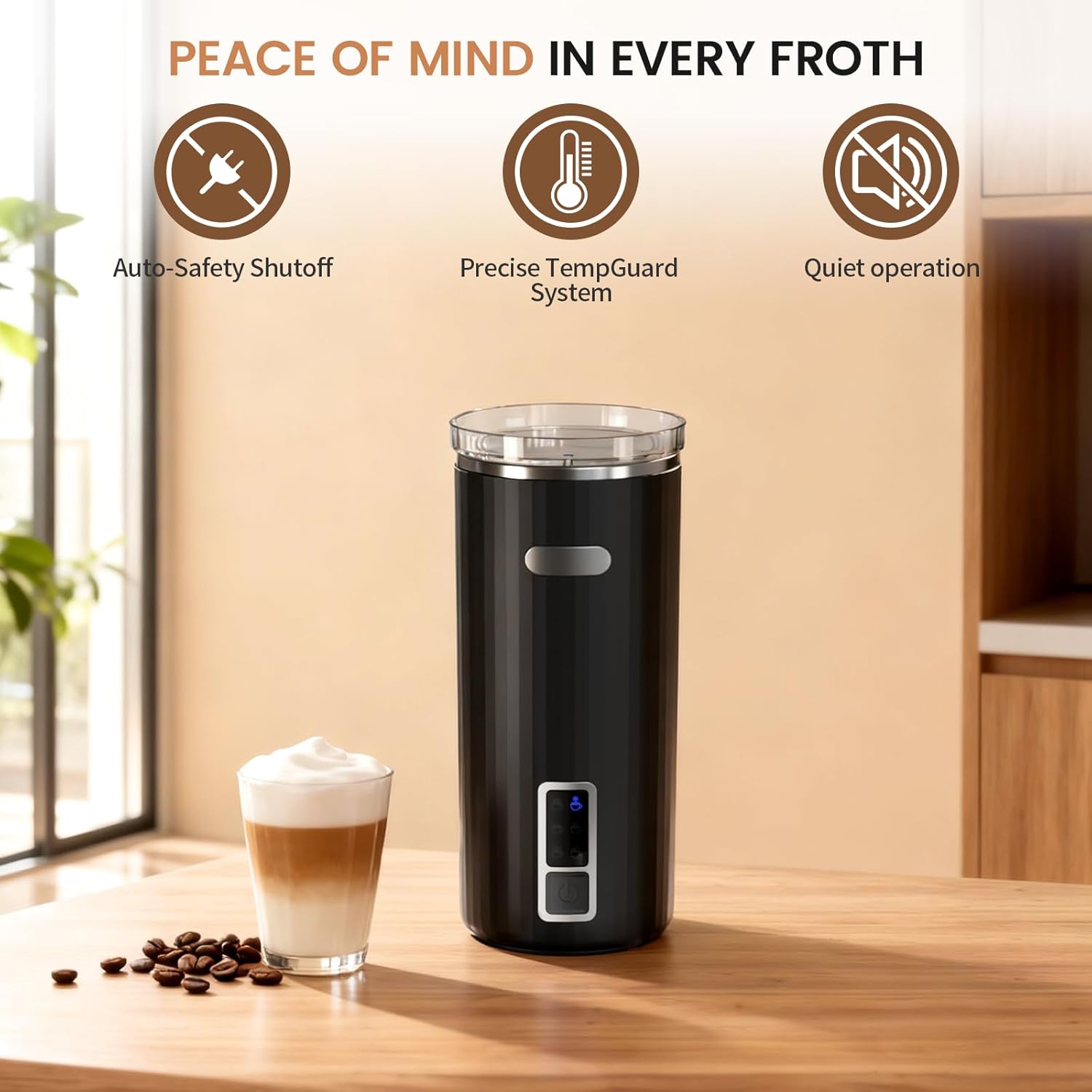 COWSAR 6-in-1 Milk Steamer and Frother, Hot & Cold Foam Milk Warmer  with Temperature Control, for Cold/Hot Foam & Heated Milk, Stainless Steel Inner, Perfect for Home and Office Use