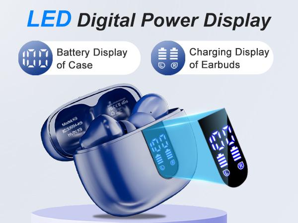 ONE LIFE In-Ear Wireless Bluetooth Earbuds with LED Display, HiFi Sound, Noise Cancelling, Lightweight Ergonomic Design, Long Battery, IPX5 Waterproof, Mic Earphones for Gaming, Sports, Travel & Tech Gadgets