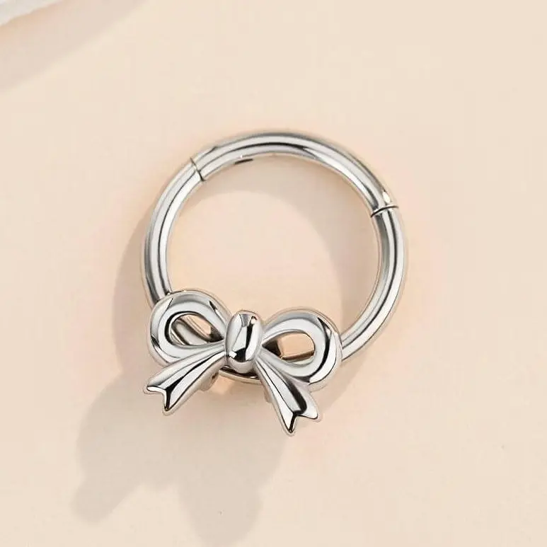 OUFER 16G/1.2mm Female Stainless Steel Bow Body Jewelry - 8mm,10mm Septum Ring, Daith Piercing Jewelry, Nose Piercing Accessory