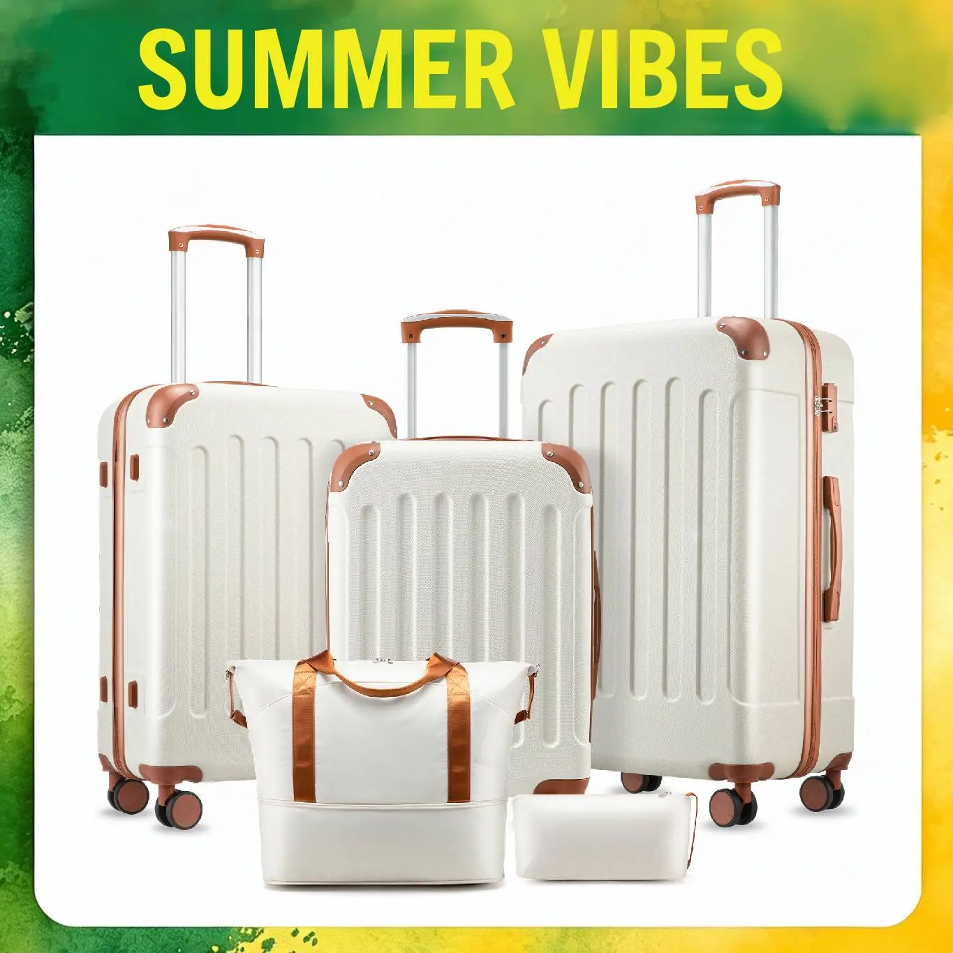 3/5/6-Piece EX-Lite Hardside Luggage Sets - 3 Piece Hard Shelled Carry Luggage, Synthetic Spinner Suitcases with TSA Lock, Tote & Toiletry Bag for Travel, Back to School