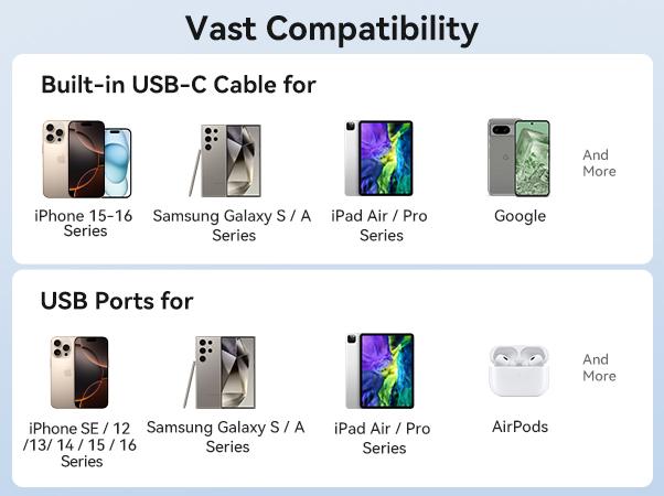 INIU【2 PACK】PawGO 45W 10000mAh Power bank, Slim PD Fast Charging Portable Charger with Build in USB-C Cable,  Perfect Gift Travel Camping Battery Pack, External Phone Charger for iPhone 17 16 15 14 13 12 11 Series Samsung Google Pixel iPad Compact Handy