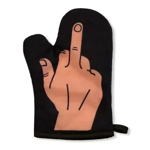 Middle Finger Oven Mitt Funny Flip The Bird Graphic Novelty Kitchen Glove Funny Graphic Kitchenware Bakeware Funny Food  Novelty Cookware Black