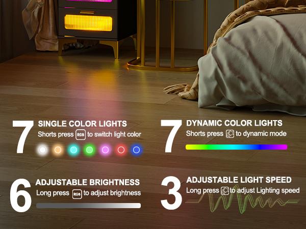 Miu Vanity Set with 24-Color RGB Lights, Wireless Charging, HD Mirror, 6-Drawer Chest & Big Storage Furniture Organizing - Modern