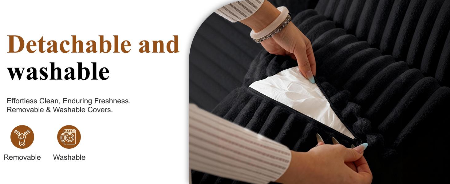 【2Package Delivery】AVENIX Boneless Sectional Couch - Modular Cloud Sofa for Living Room, Soft Corduroy Sofa with Deep Seat & Throw Pillows, Cloud Sectional Couches for small space couch, Sofas Para Sala - No Assembly Required Sofa Bed Couch.