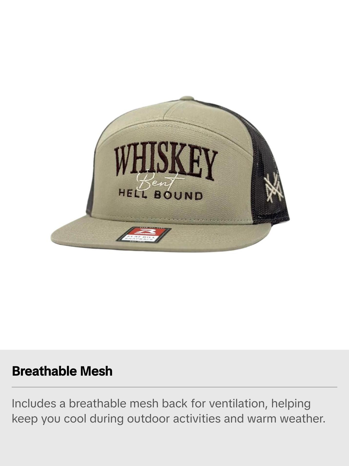 Whiskey Bent Hell Bound Embroidered Trucker Hat Snapback Adjustable (Up To Size 8 Head)