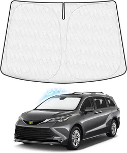 Canvcle Windshield Shade Custom Fit for Toyota Sienna 2011-2025 5-Layer Thick Sun Visor Foldable Sunshade Cover Blocks Heat & UV Rays Collapsible Window Sunshade