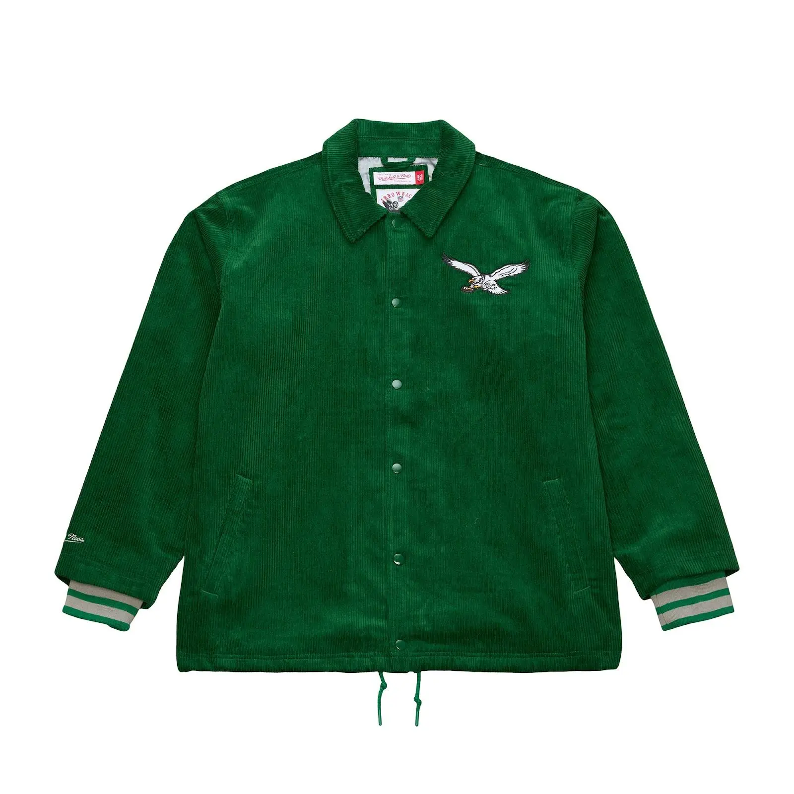 Philadelphia Eagles Kelly Green Off the Bus Corduroy Coaches Full-Snap Jacket