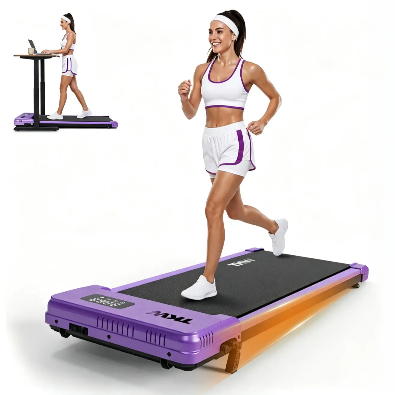 Under Desk Treadmill Walking Pad - 5% Incline, Remote Control, Lightweight Design, Easy Storage for Office Fitness