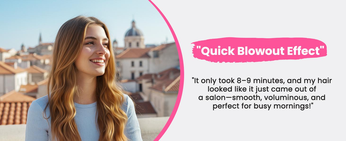 【2026】Thermal Brush for Blowout Look , 6 Heat Settings,Airflow Heat & Dual PTC Technology, Dual Voltage, 1.5 Inch Heated Round Brush with Negative Ions, Salon Smooth Hair, Less Frizz, Travel-Friendly, Pink