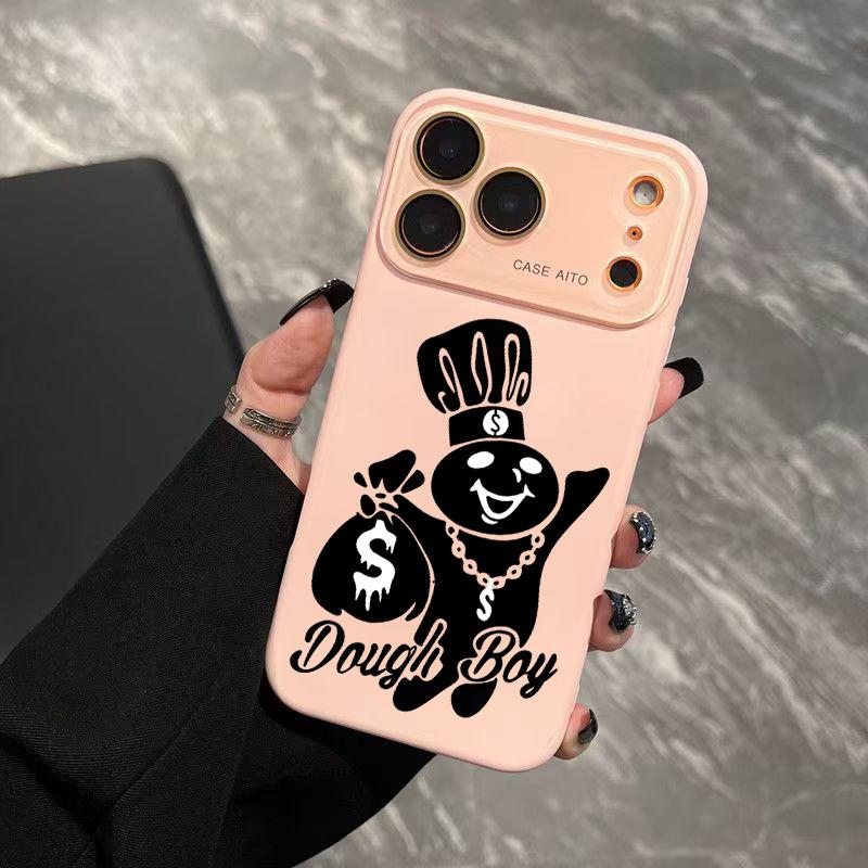 Dough Boy Money Bear Phone Case, Vibrant Dopamine Checkerboard Cover for iPhone 17 16 15 14 13 12 Pro Max Plus, Ultra Skin-Friendly TPU, All-Inclusive Glass Lens Protection, Aesthetic Streetwear Art, Hypebeast Gift, Shockproof Trendy Case