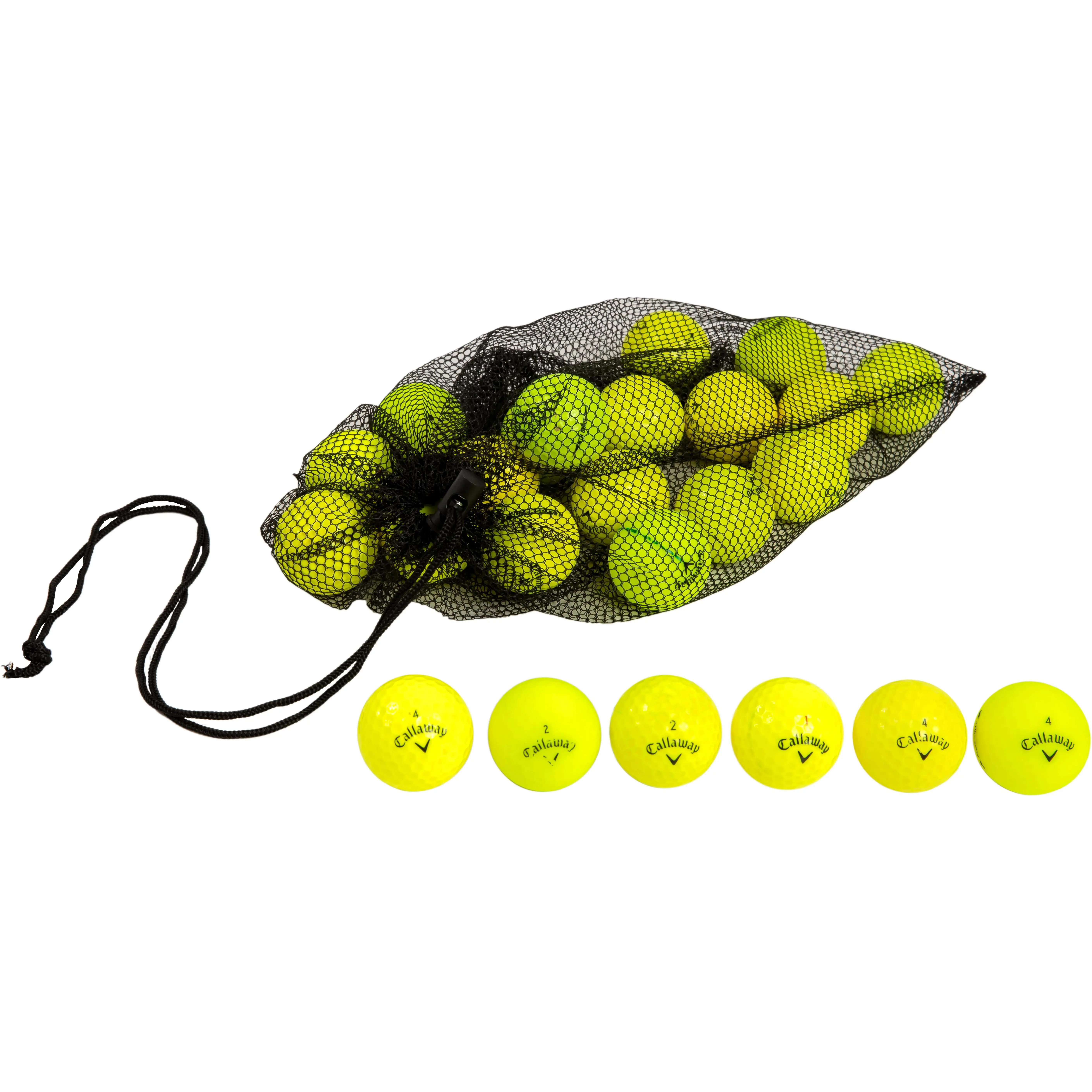 48-Count Callaway Yellow High Visibility Golf Balls with Reusable Mesh Bag for Quick Carry – Accessory, Equipment