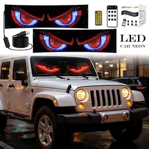 2Pcs App Control Full Color LED Devil Eyes Light Strips for Cars Trucks SUVs USB Powered Windshield Decorative Ambient Lighting Flexible Universal Fit Smart Power System App & Voice Control Car Accessories