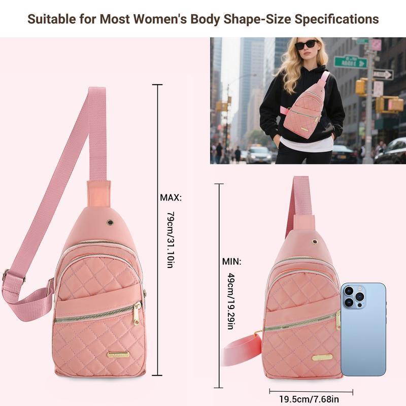 Solid Color Quilted Fanny Pack - Casual Zipper Chest Belt Bum Bag, Adjustable Sling Bag for Daily Use, Lightweight & Waterproof,Fashionable Large Capacity Sling Bag