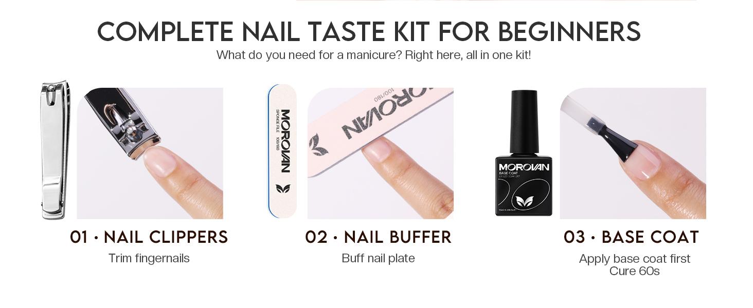 MOROVAN 6 Colors Poly Gel Nail Starter Kit - Poly Nail Gel Kit with U V Lamp Complete Nail Extension Poly Gel Kit for Beginners