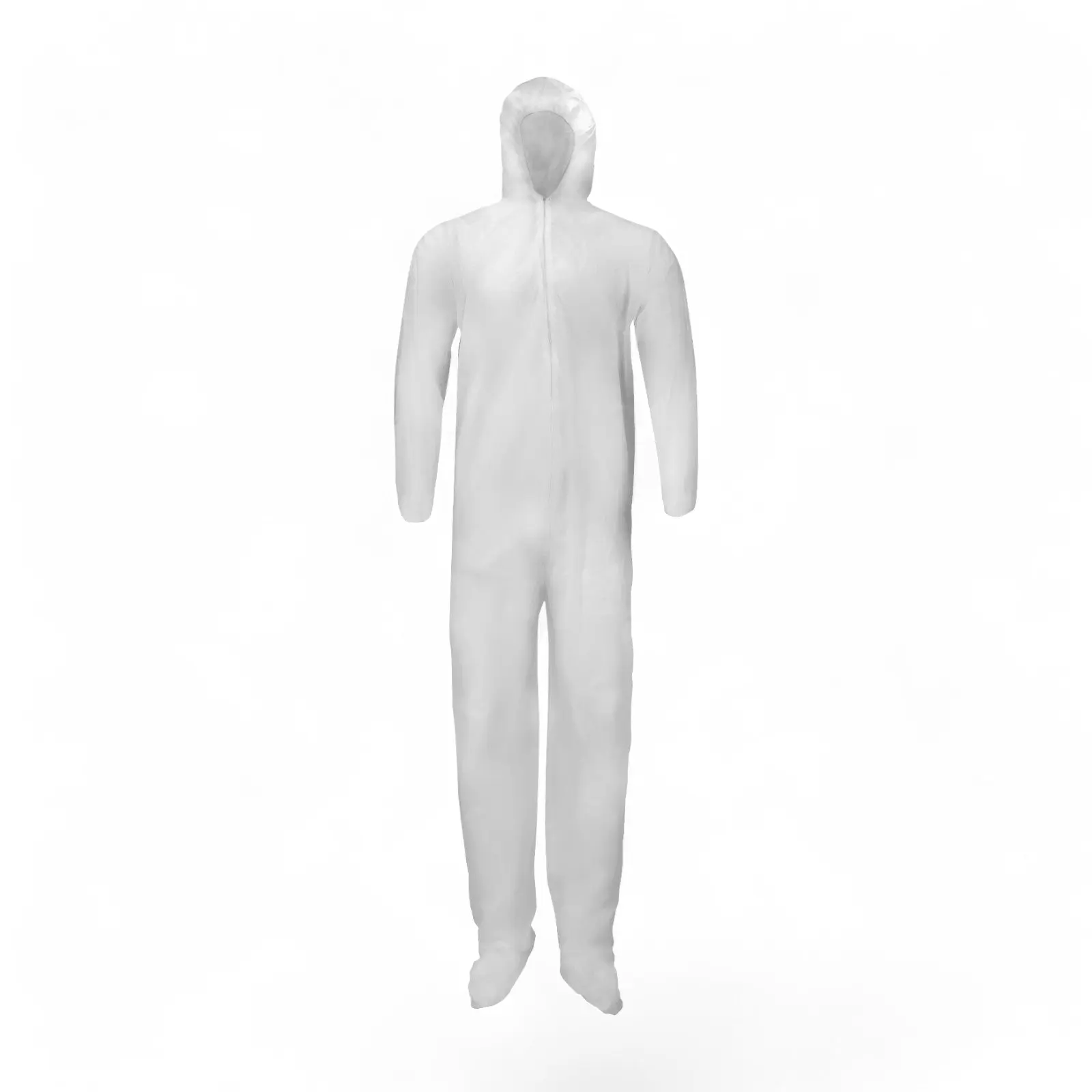 Protective Breathable Elastic Workwear Ultra-Lightweight Disposable Coverall with Hood, Boots, Zipper Front (25/Case), Uniforms