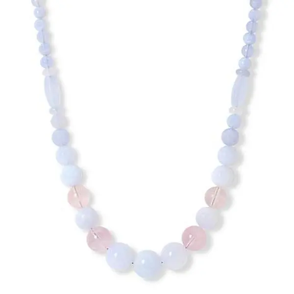 Mine Finds by Jay King Blue Chalcedony & Rose Quartz Bead Necklace