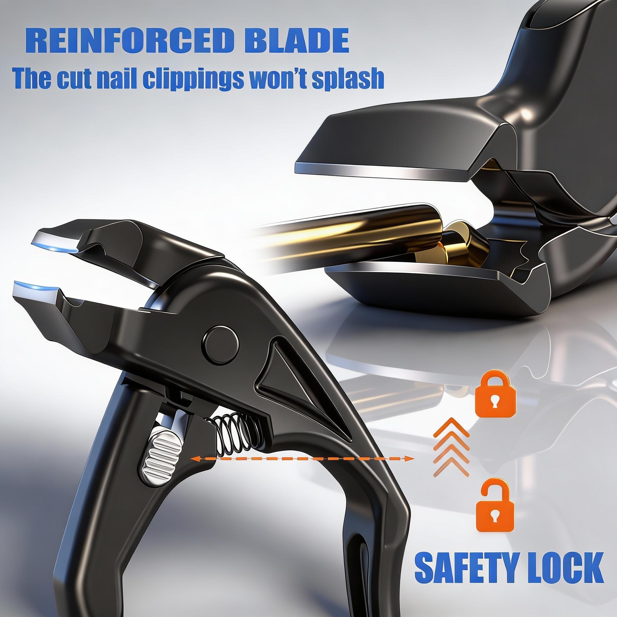 Zivoy Black Curved Tip Nail Clipper with Extra Long Handle Ergonomic Design for Seniors Large Opening Sharp Durable Blade Ideal for Toenail Care