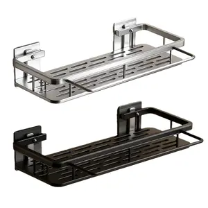 Premium Shower Rack with Towel Hook and Rod - Rust-Proof, Easy Install, Sturdy Modern Design for Bathroom Storage, Shampoo Holder, Bathtub Organizer, Durable Aluminum, Multi-functional, Adhesive Wall Mount